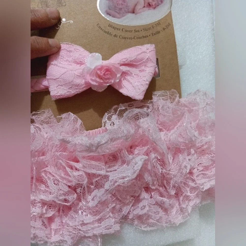 Two Piece Diaper Cover And Headband Set